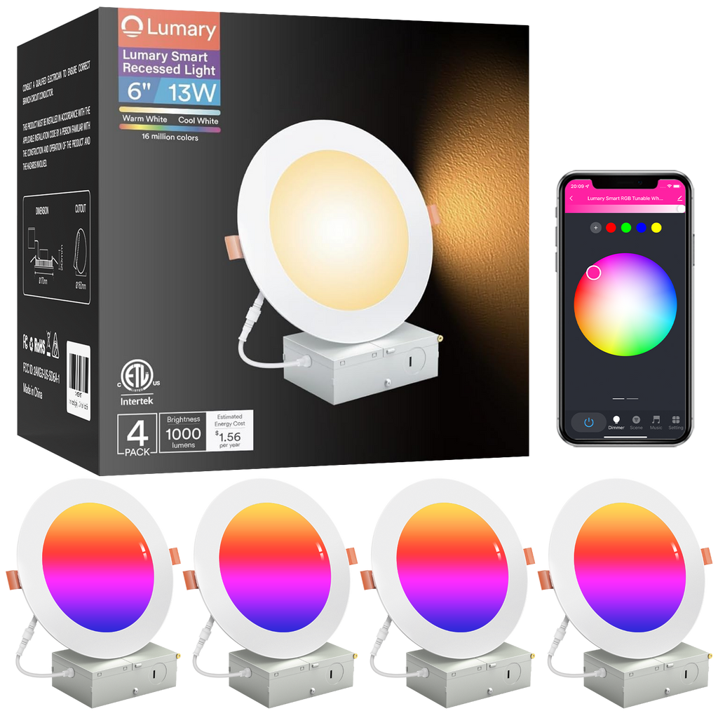 Iluminación Empotrada Inteligente Wi-Fi sin Bote Lumary 6 pulgadas 4 unidades