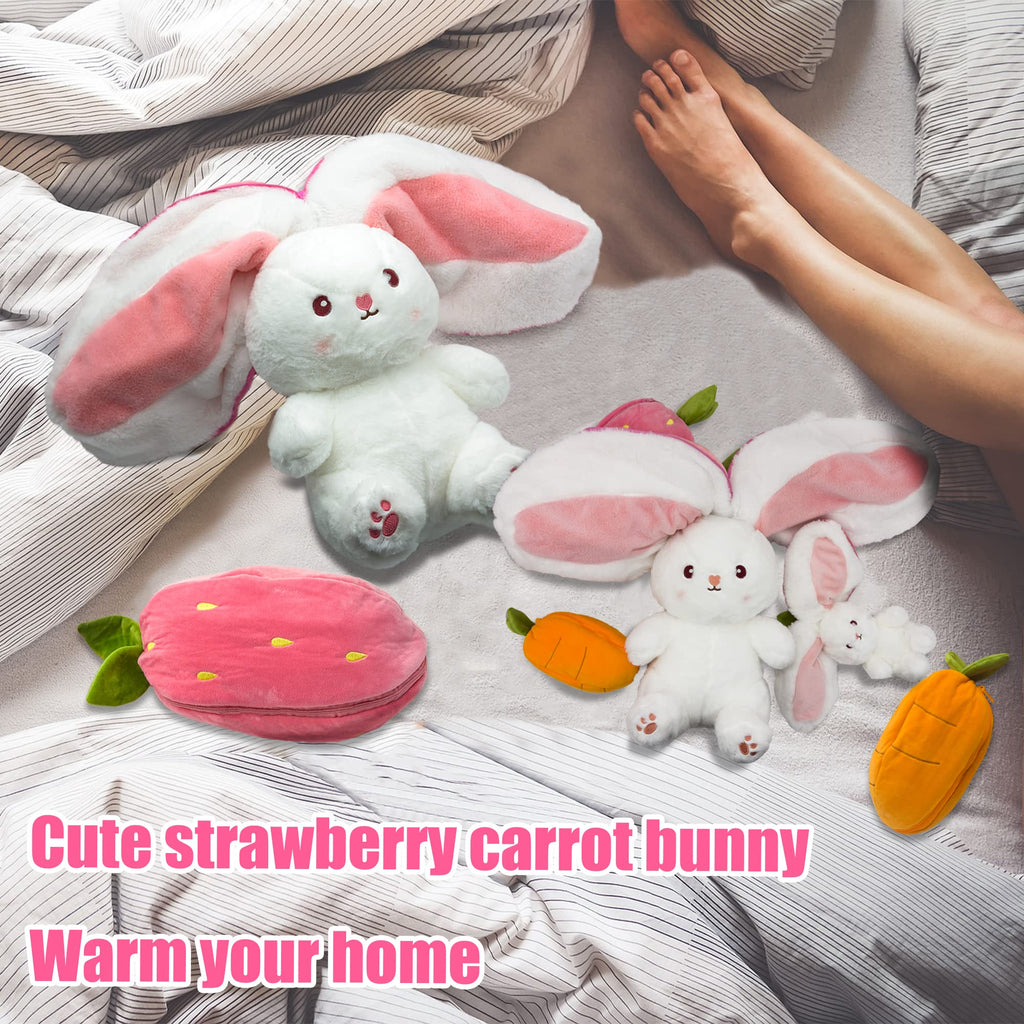 🐰🥚Oferta anticipada de Pascua 49% DE DESCUENTO Juguete de peluche 2 en 1 diseño de conejo fresa🍓🐰🎀