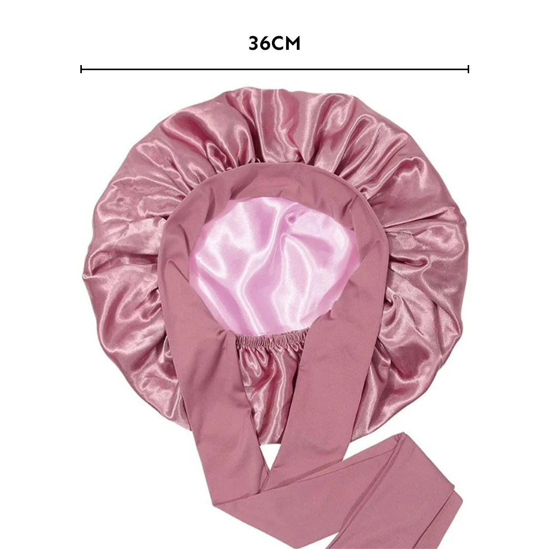 Gorro de satén para dormir Lovocross – Lazo ajustable, ala ancha, para todo tipo de cabello