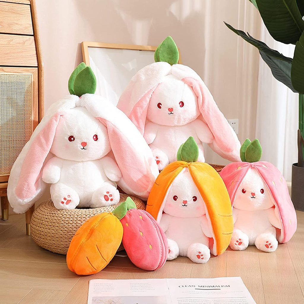 🐰🥚Oferta anticipada de Pascua 49% DE DESCUENTO Juguete de peluche 2 en 1 diseño de conejo fresa🍓🐰🎀