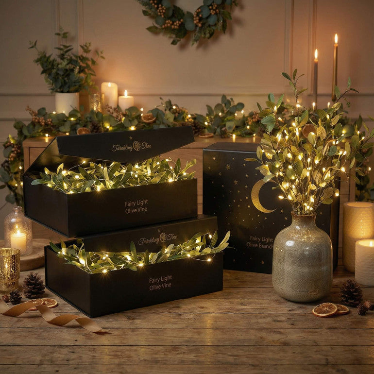 Guirnalda de luces led con ramas de olivo