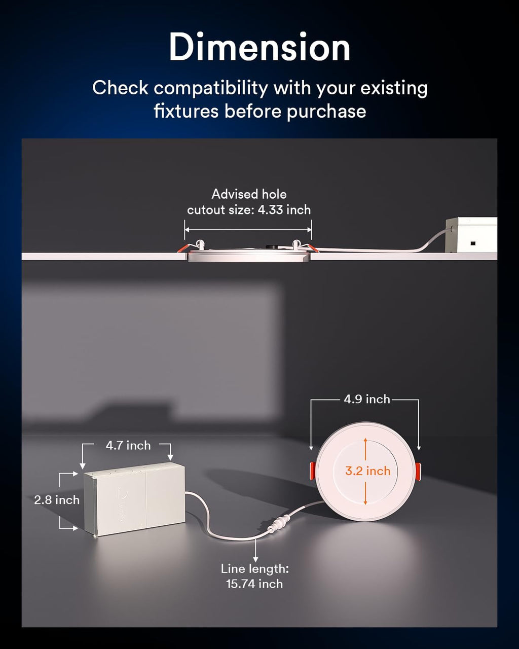 Luz empotrable Lumary Smart RGBAI con luz nocturna auxiliar degradada