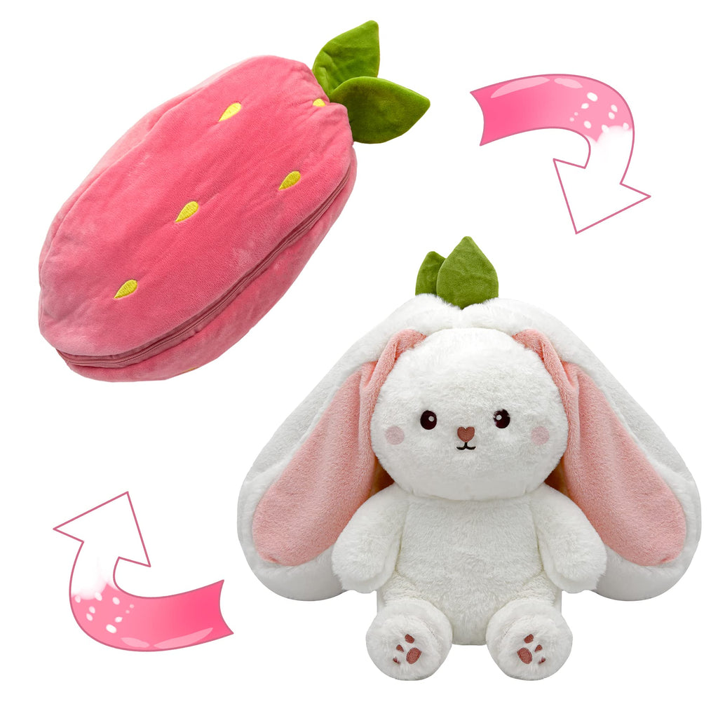 🐰🥚Oferta anticipada de Pascua 49% DE DESCUENTO Juguete de peluche 2 en 1 diseño de conejo fresa🍓🐰🎀