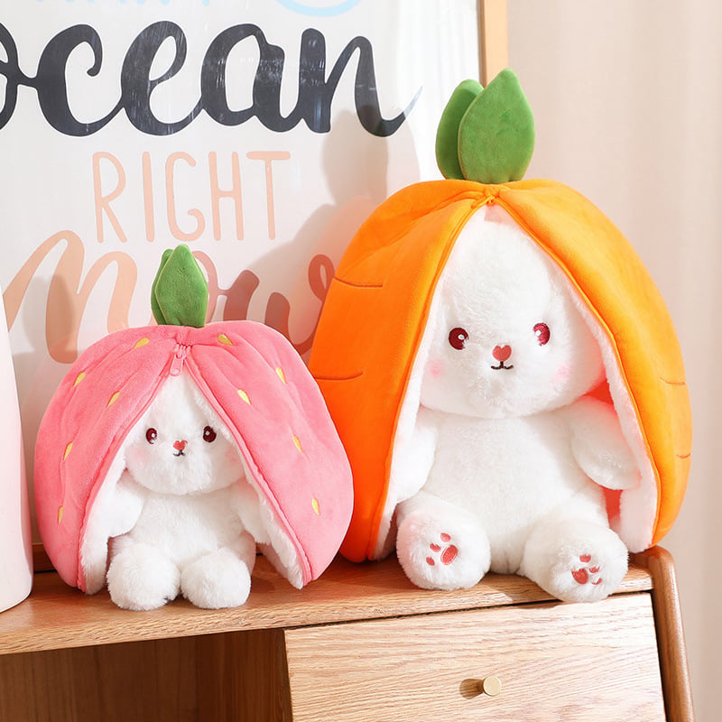 🐰🥚Oferta anticipada de Pascua 49% DE DESCUENTO Juguete de peluche 2 en 1 diseño de conejo fresa🍓🐰🎀