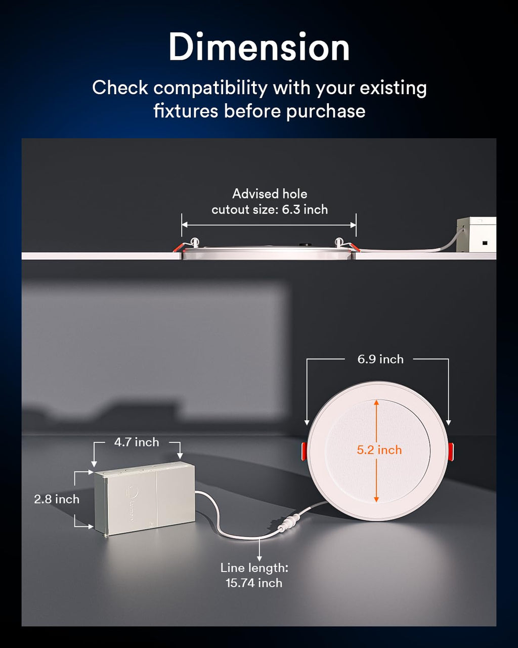Luz empotrable Lumary Smart RGBAI con luz nocturna auxiliar degradada