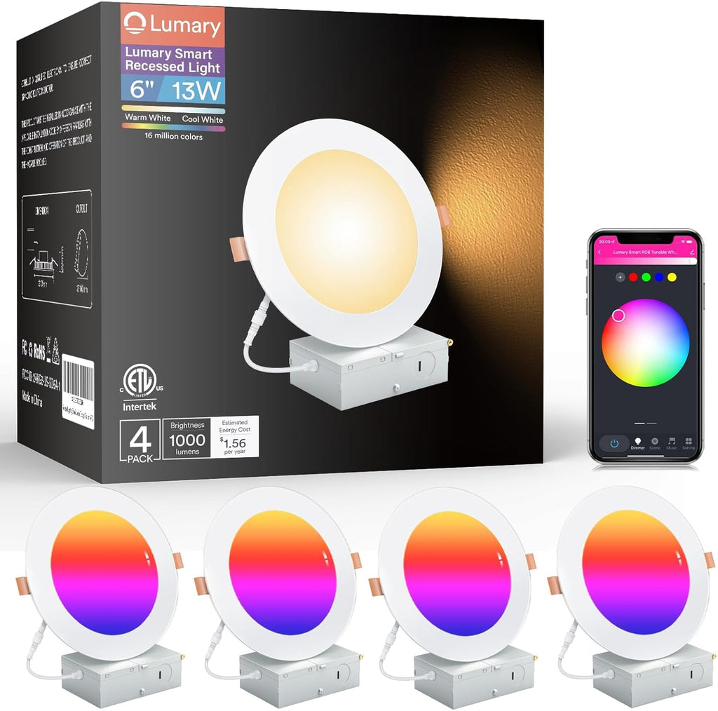 Iluminación Empotrada Inteligente Wi-Fi sin Bote Lumary 6 pulgadas 4 unidades