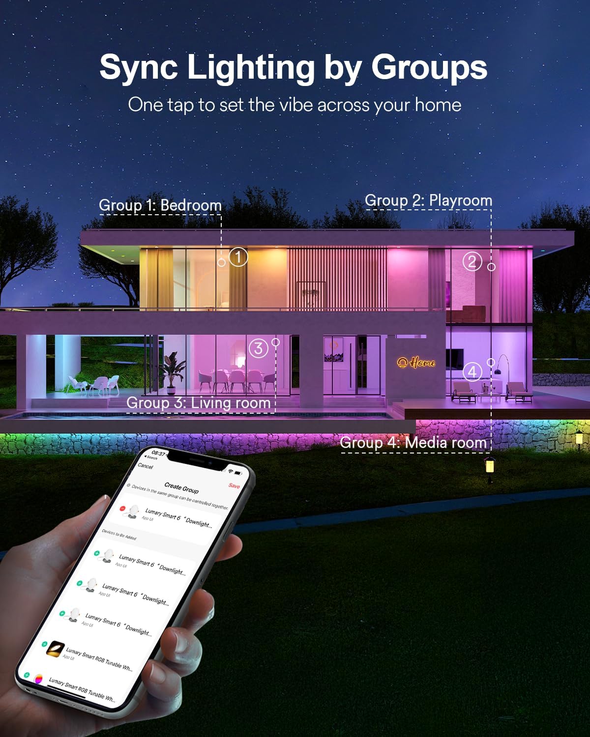 Iluminación Empotrada Inteligente Wi-Fi sin Bote Lumary 6 pulgadas 4 unidades