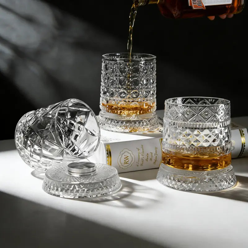 Lujoso Vaso de Cristal Giratorio 360°