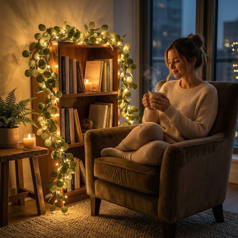 Guirnalda de luces led con ramas de olivo