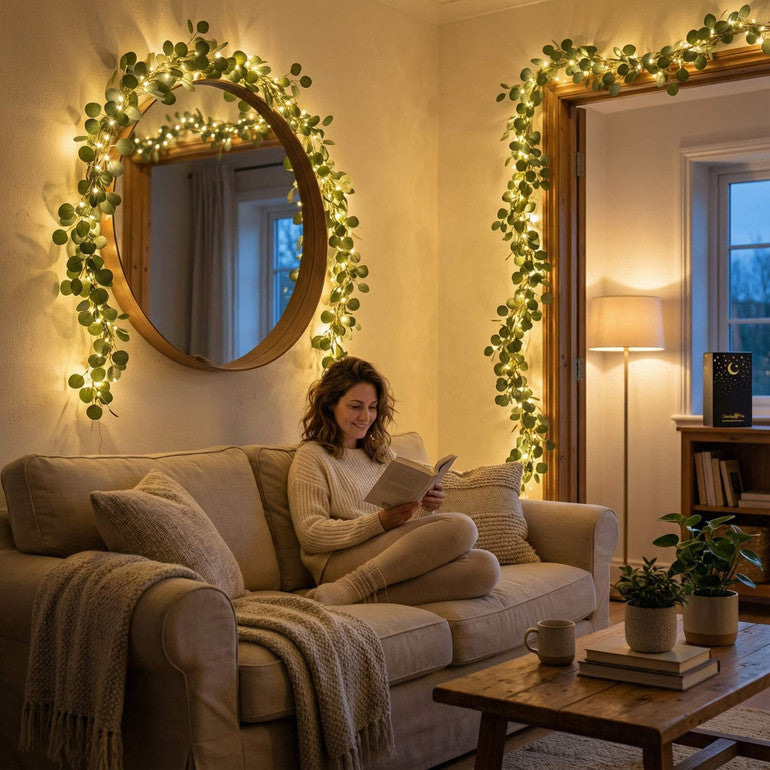 Guirnalda de luces led con ramas de olivo