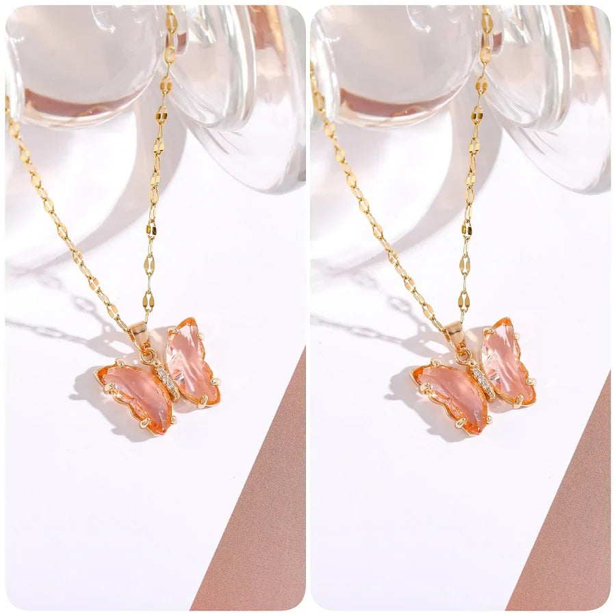 Love & Freedom Crystal Butterfly Necklace