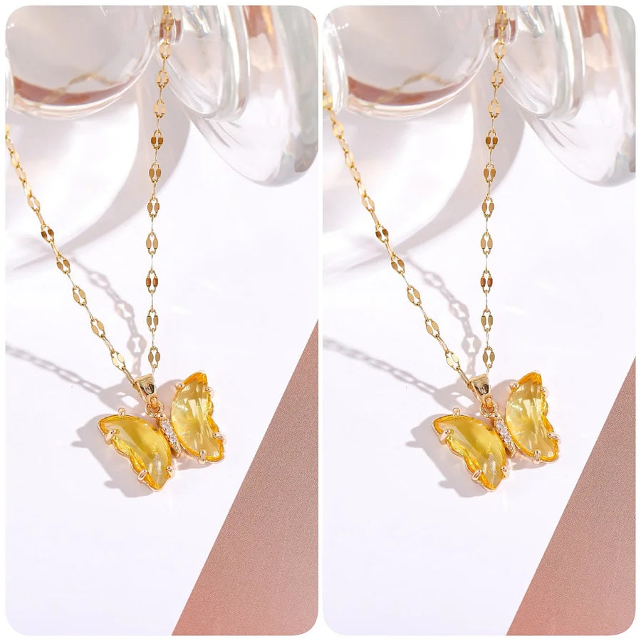 Love & Freedom Crystal Butterfly Necklace