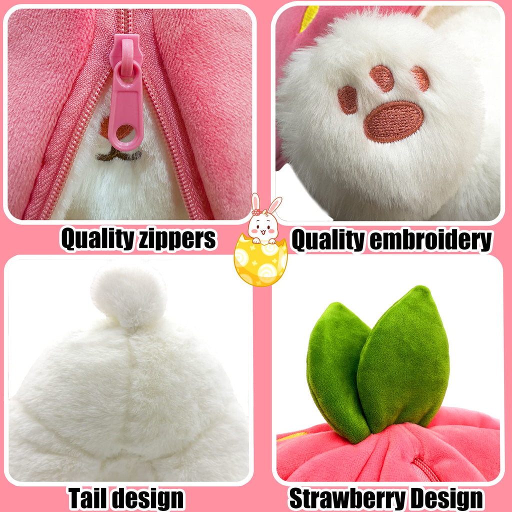 🐰🥚Oferta anticipada de Pascua 49% DE DESCUENTO Juguete de peluche 2 en 1 diseño de conejo fresa🍓🐰🎀