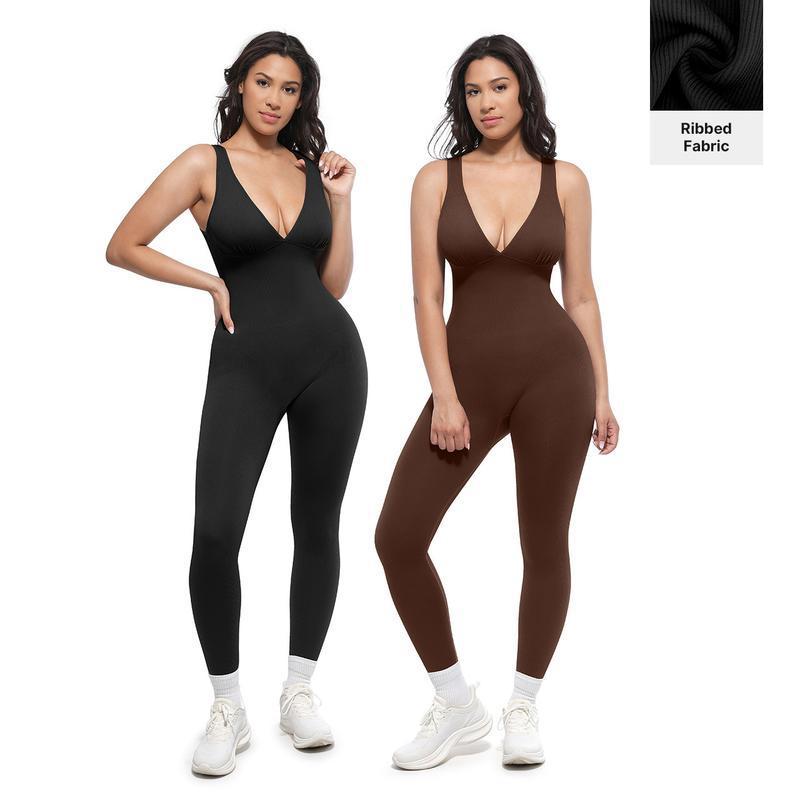 Deep V Shapewear with Chest Support Breathable High - Waisted Tummy Control Jumpsuit - LUNA