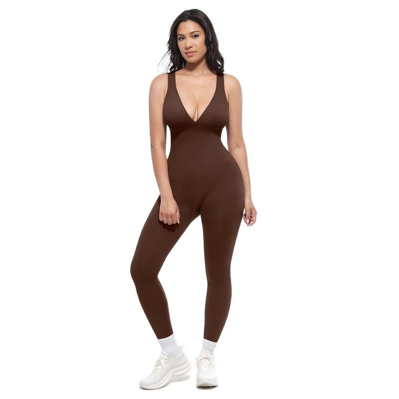 Deep V Shapewear with Chest Support Breathable High - Waisted Tummy Control Jumpsuit - LUNA